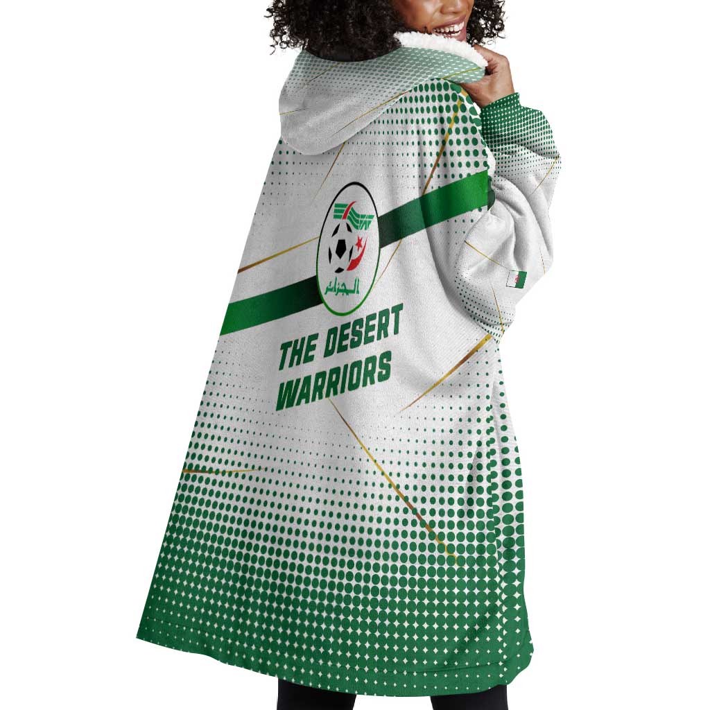 Algeria Soccer Wearable Blanket Hoodie with Desert Warriors Text and National Flag Design TS04