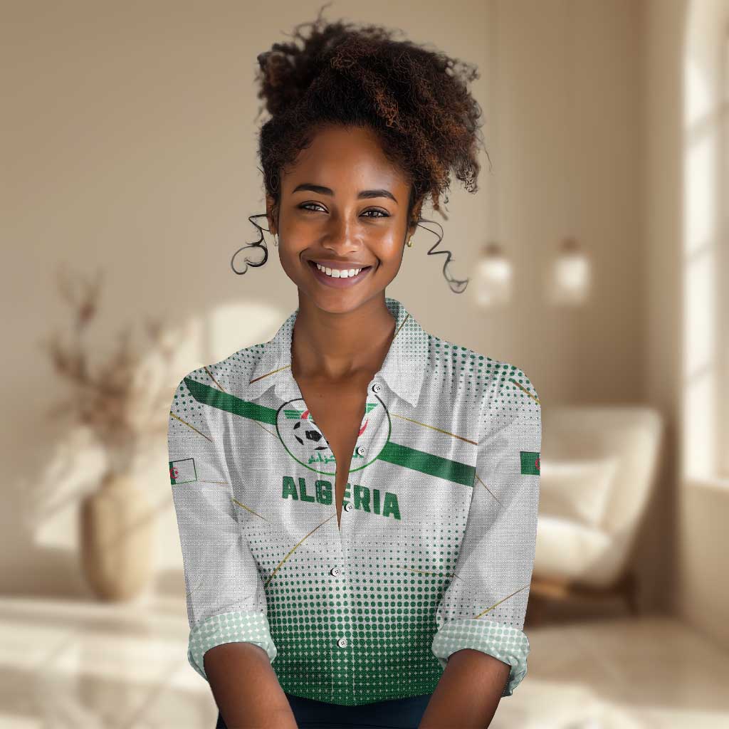 Algeria Soccer Women Casual Shirt with Desert Warriors Text and National Flag Design TS04