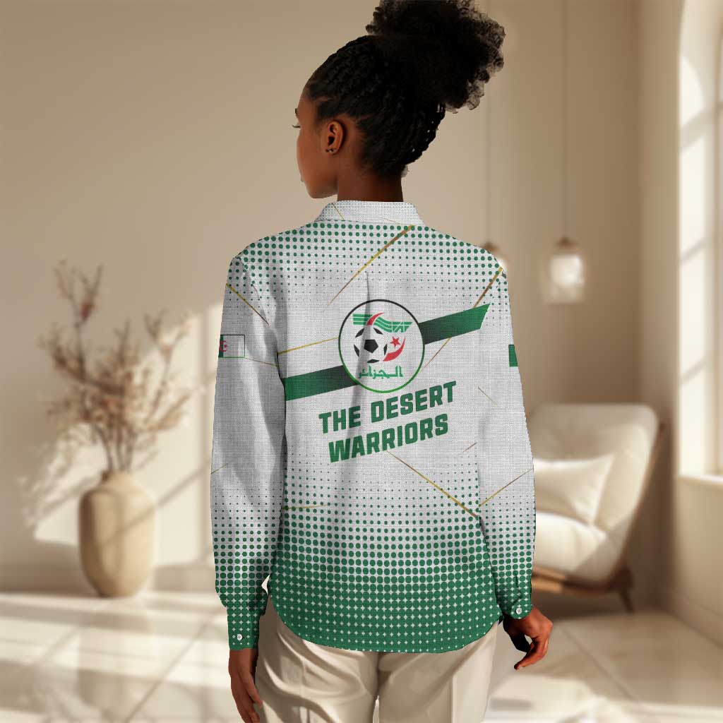 Algeria Soccer Women Casual Shirt with Desert Warriors Text and National Flag Design TS04