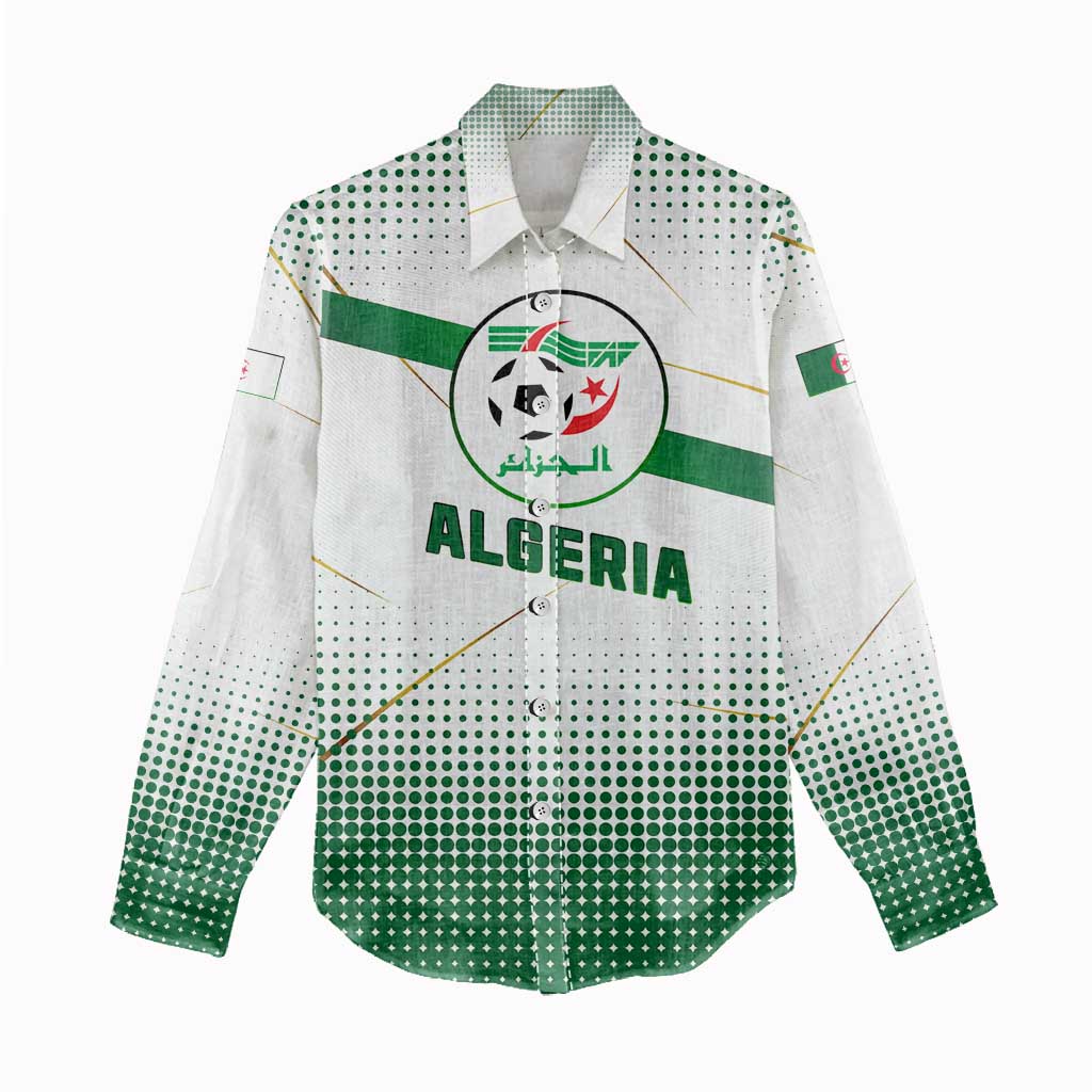 Algeria Soccer Women Casual Shirt with Desert Warriors Text and National Flag Design TS04