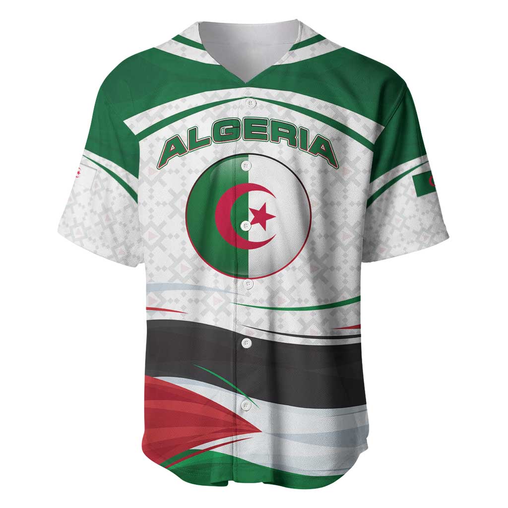 Algeria Baseball Jersey with National Flag and Coat of Arms Crest Design TS04
