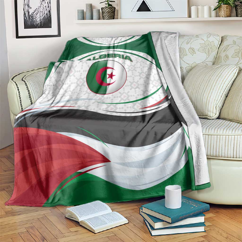 Algeria Blanket with National Flag and Coat of Arms Crest Design TS04