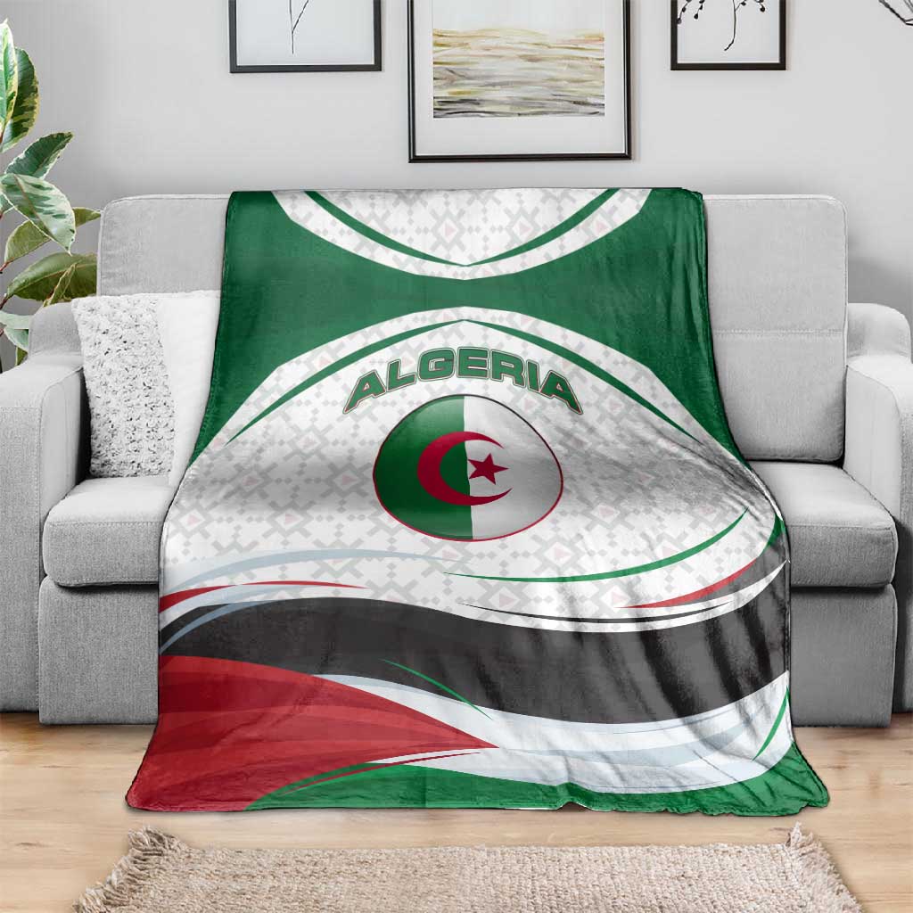 Algeria Blanket with National Flag and Coat of Arms Crest Design TS04