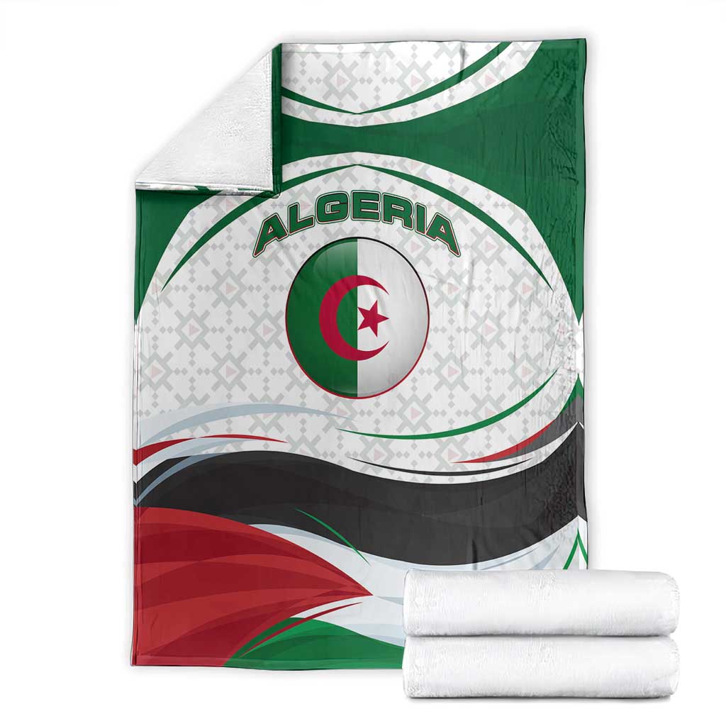 Algeria Blanket with National Flag and Coat of Arms Crest Design TS04