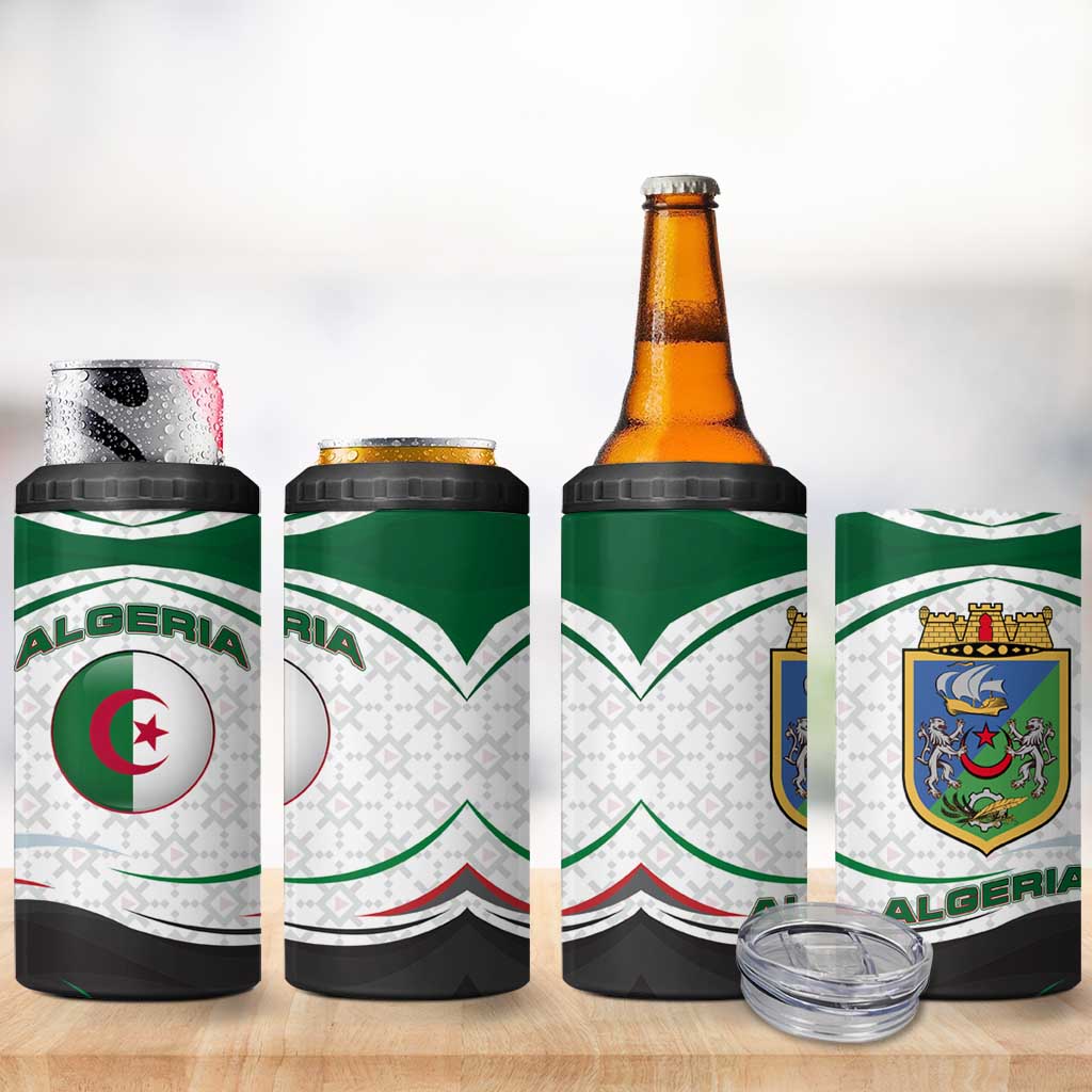 Algeria 4 in 1 Can Cooler Tumbler with National Flag and Coat of Arms Crest Design TS04