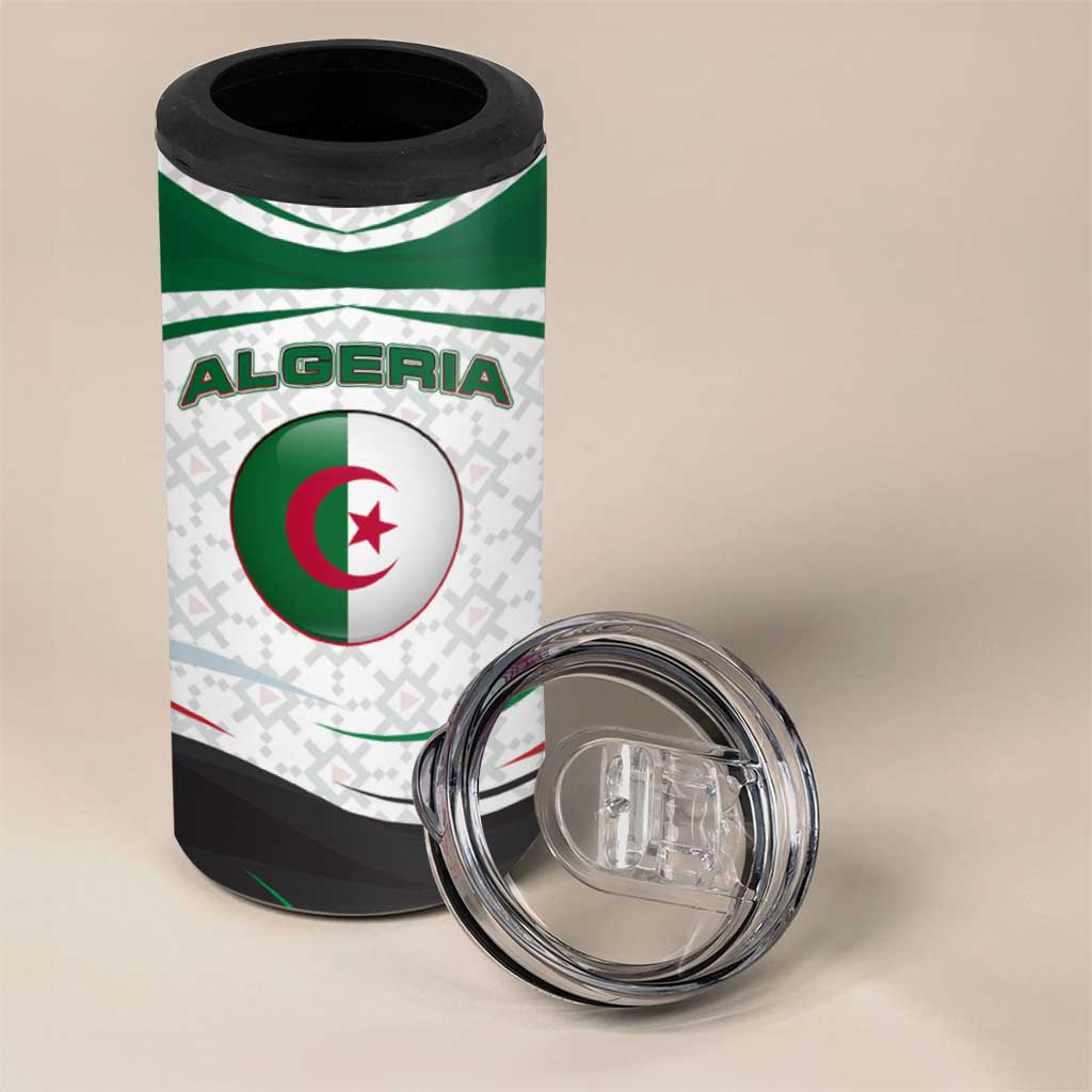Algeria 4 in 1 Can Cooler Tumbler with National Flag and Coat of Arms Crest Design TS04