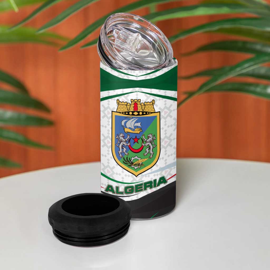 Algeria 4 in 1 Can Cooler Tumbler with National Flag and Coat of Arms Crest Design TS04