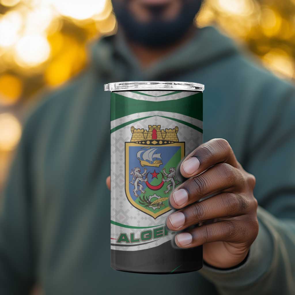 Algeria 4 in 1 Can Cooler Tumbler with National Flag and Coat of Arms Crest Design TS04