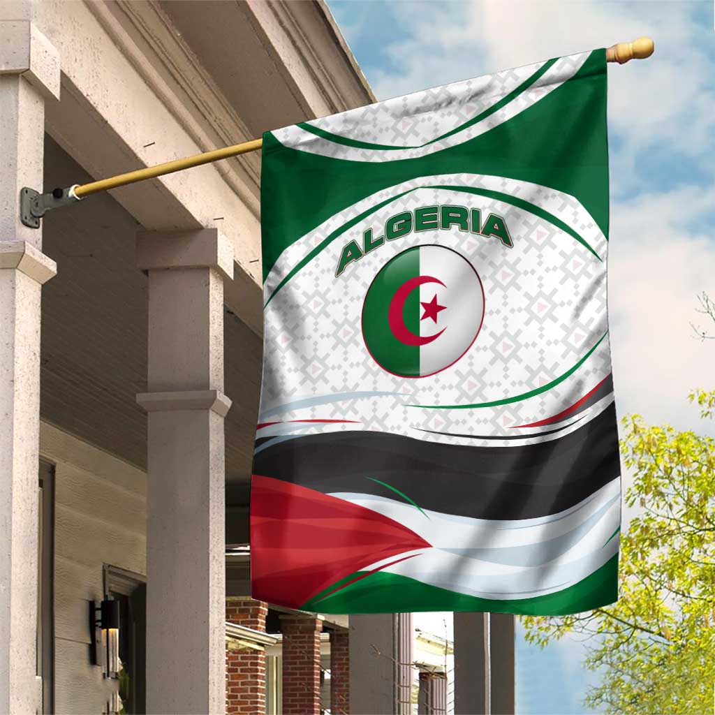 Algeria Garden Flag with National Flag and Coat of Arms Crest Design TS04