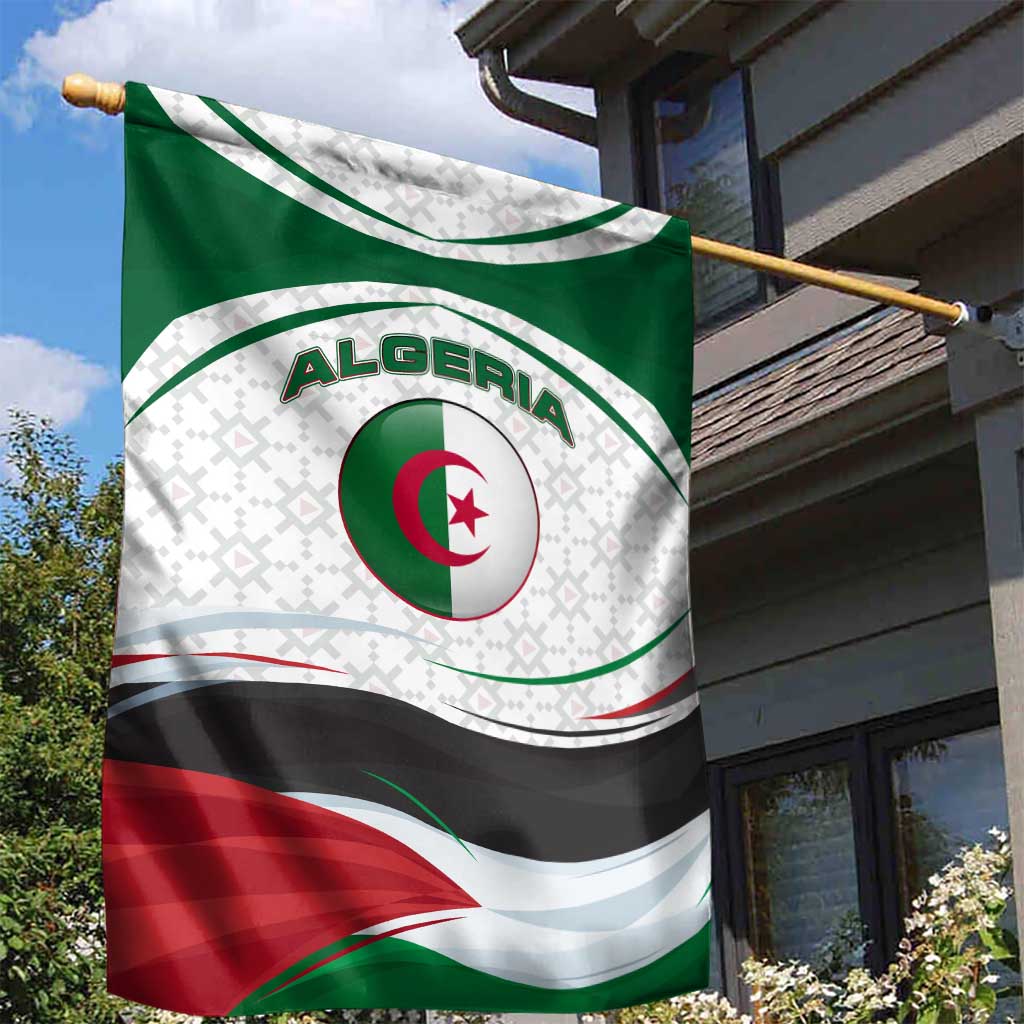 Algeria Garden Flag with National Flag and Coat of Arms Crest Design TS04