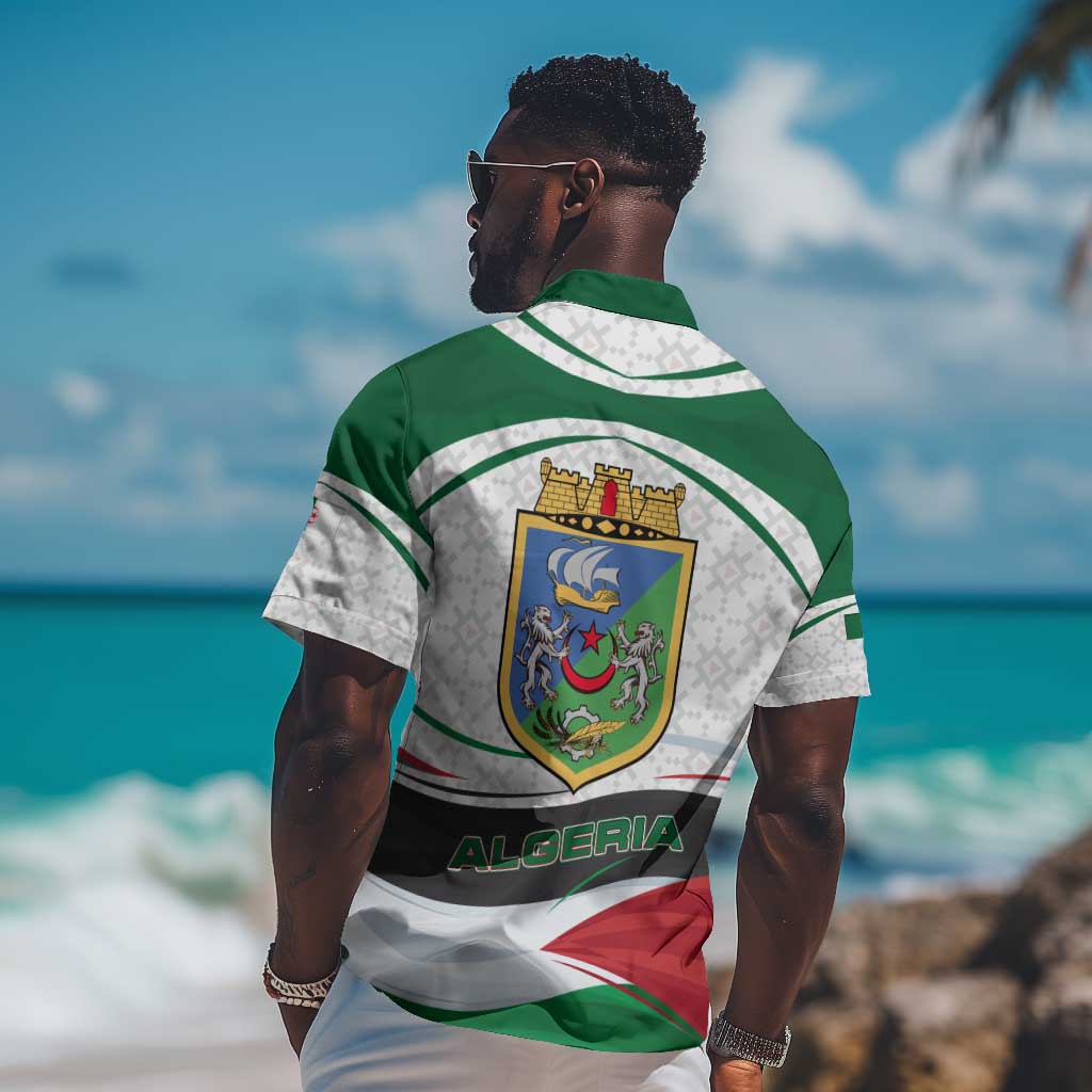 Algeria Hawaiian Shirt with National Flag and Coat of Arms Crest Design TS04