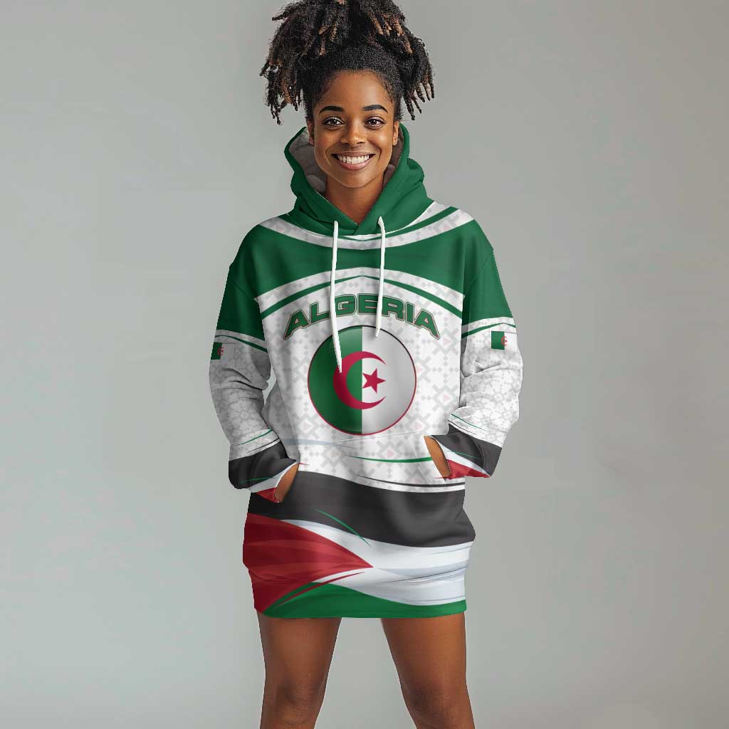 Algeria Hoodie Dress with National Flag and Coat of Arms Crest Design TS04