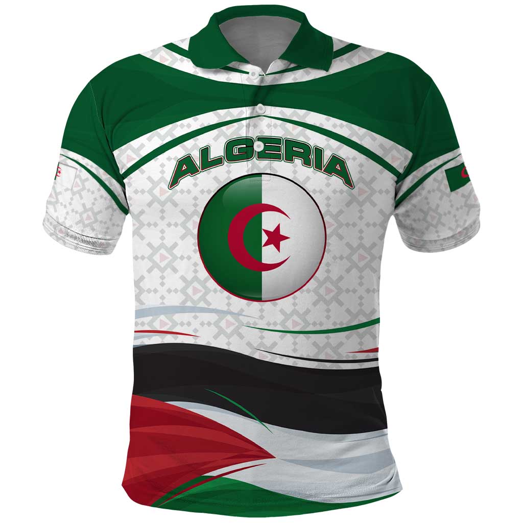 Algeria Polo Shirt with National Flag and Coat of Arms Crest Design TS04