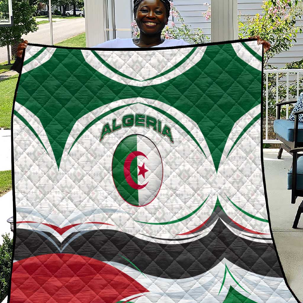 Algeria Quilt with National Flag and Coat of Arms Crest Design TS04
