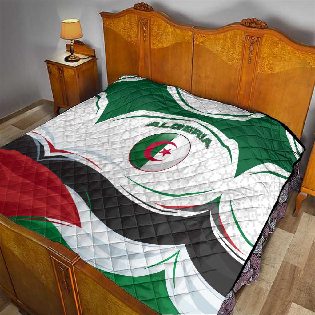 Algeria Quilt with National Flag and Coat of Arms Crest Design TS04