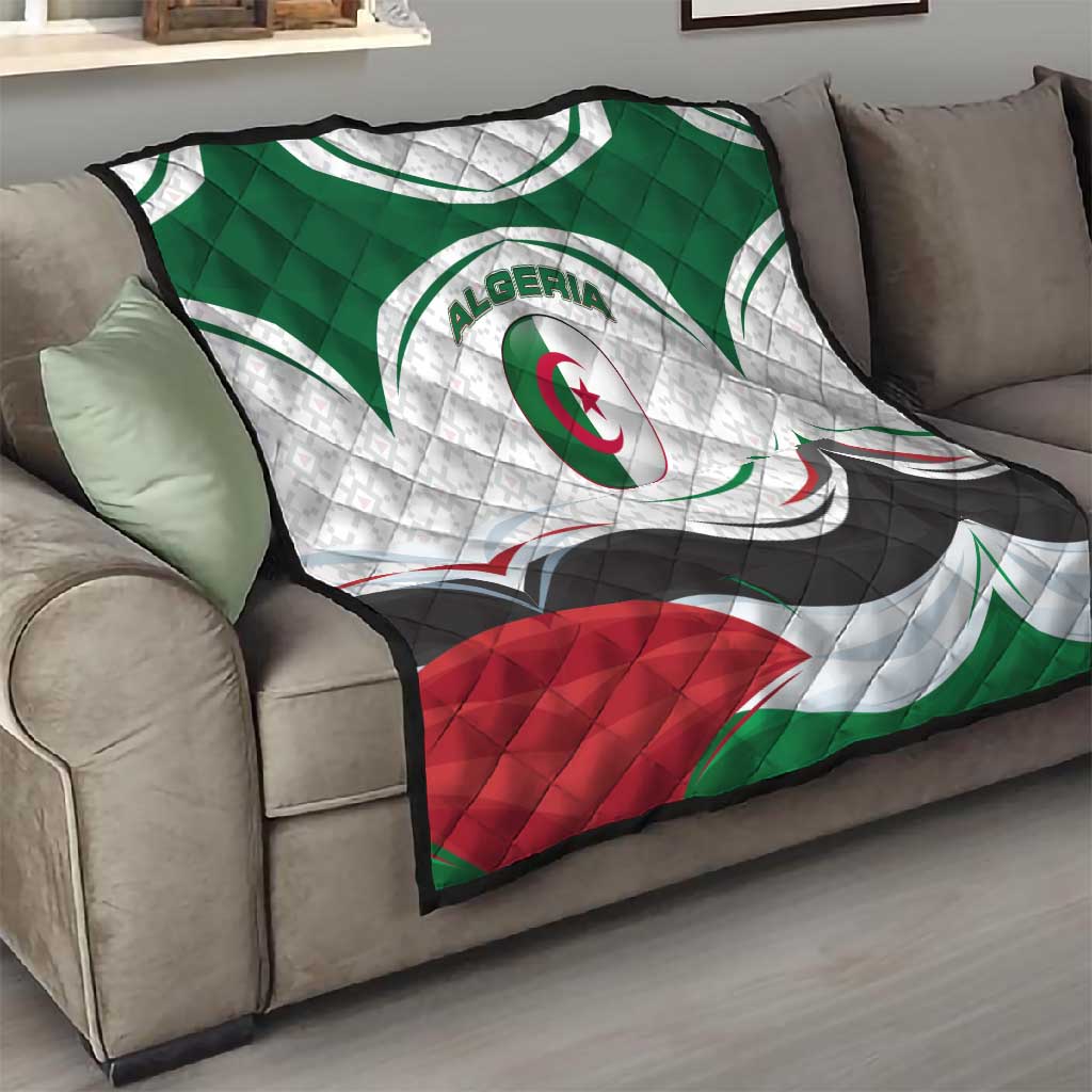 Algeria Quilt with National Flag and Coat of Arms Crest Design TS04