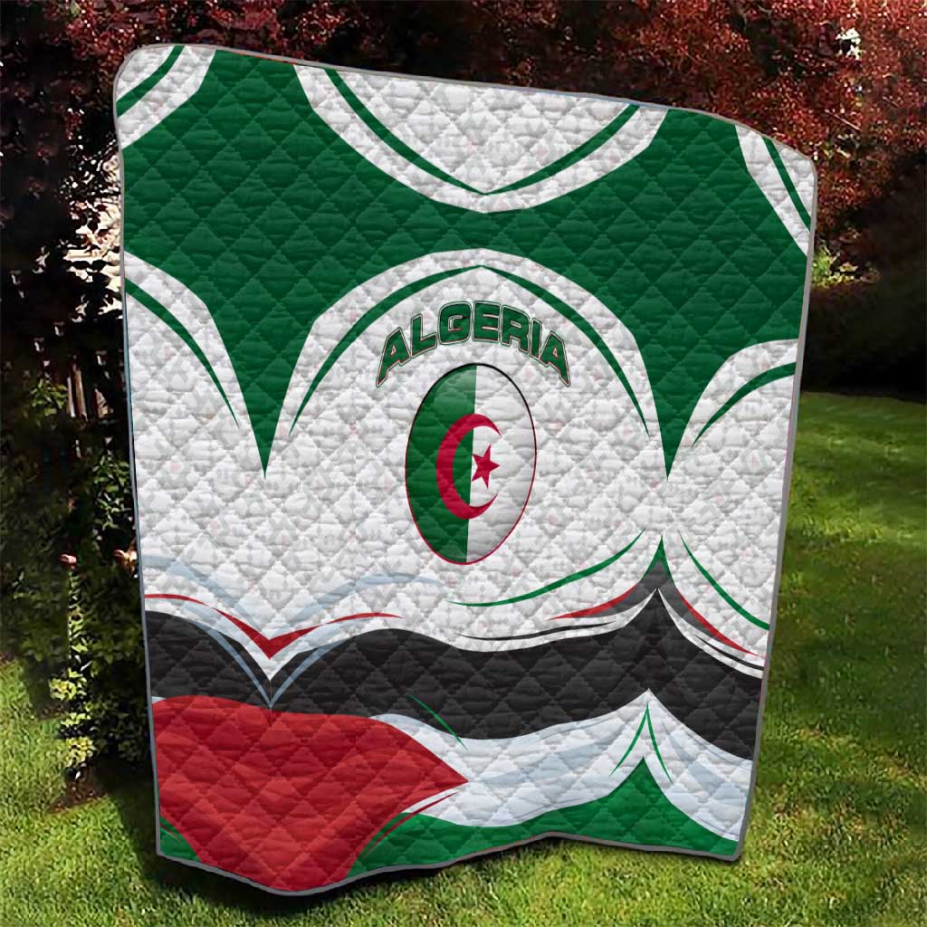 Algeria Quilt with National Flag and Coat of Arms Crest Design TS04