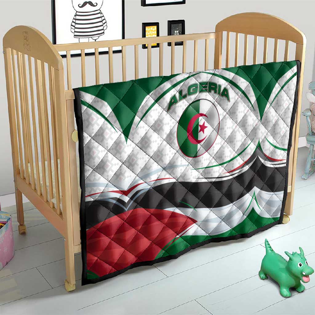 Algeria Quilt with National Flag and Coat of Arms Crest Design TS04