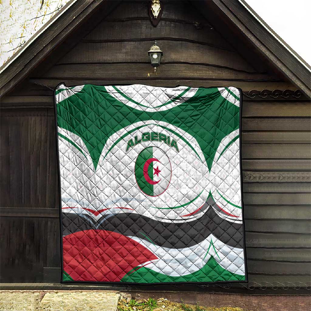 Algeria Quilt with National Flag and Coat of Arms Crest Design TS04