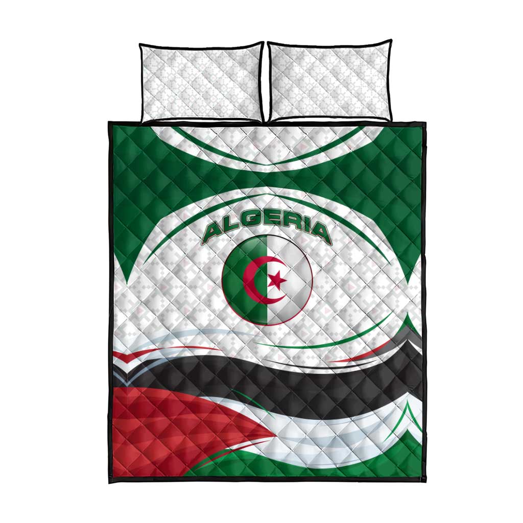 Algeria Quilt Bed Set with National Flag and Coat of Arms Crest Design TS04