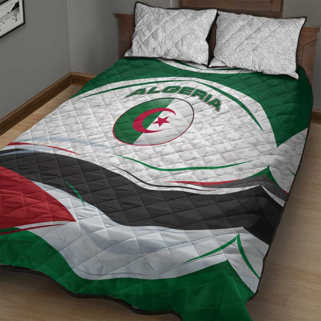 Algeria Quilt Bed Set with National Flag and Coat of Arms Crest Design TS04