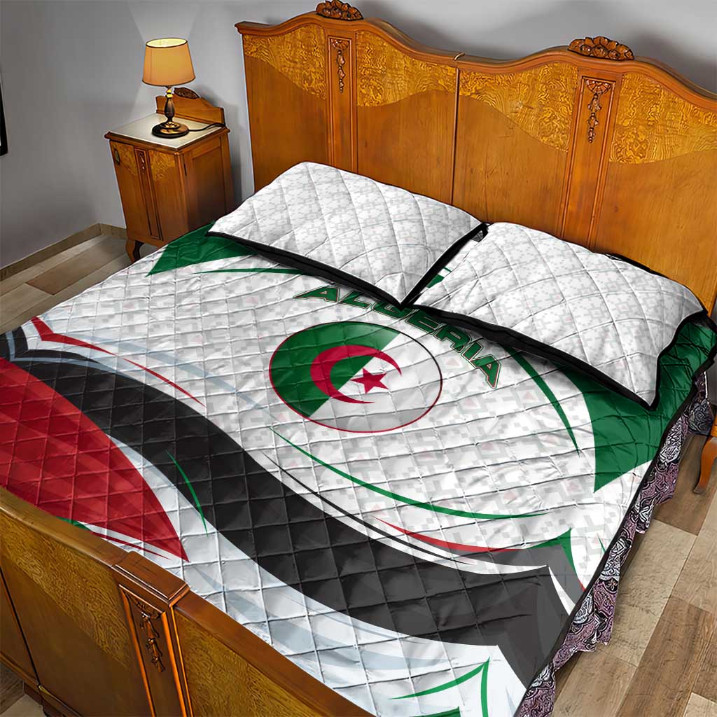 Algeria Quilt Bed Set with National Flag and Coat of Arms Crest Design TS04