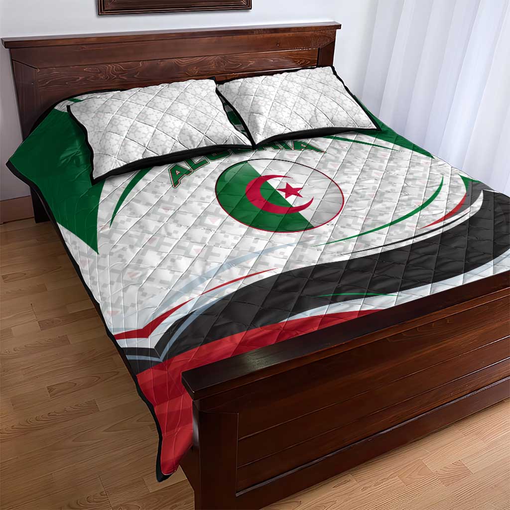 Algeria Quilt Bed Set with National Flag and Coat of Arms Crest Design TS04