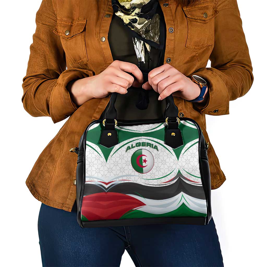 Algeria Shoulder Handbag with National Flag and Coat of Arms Crest Design TS04