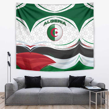 Algeria Tapestry with National Flag and Coat of Arms Crest Design TS04