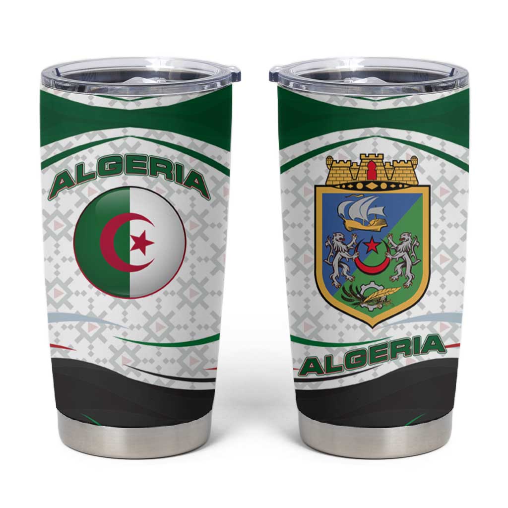 Algeria Tumbler Cup with National Flag and Coat of Arms Crest Design TS04