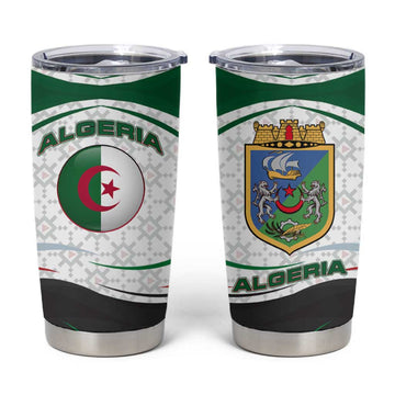 Algeria Tumbler Cup with National Flag and Coat of Arms Crest Design TS04