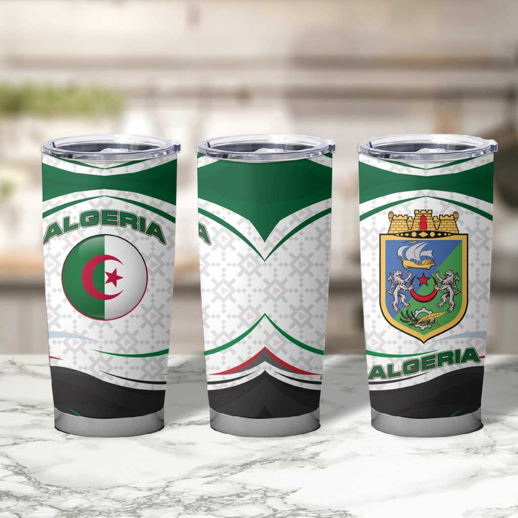 Algeria Tumbler Cup with National Flag and Coat of Arms Crest Design TS04