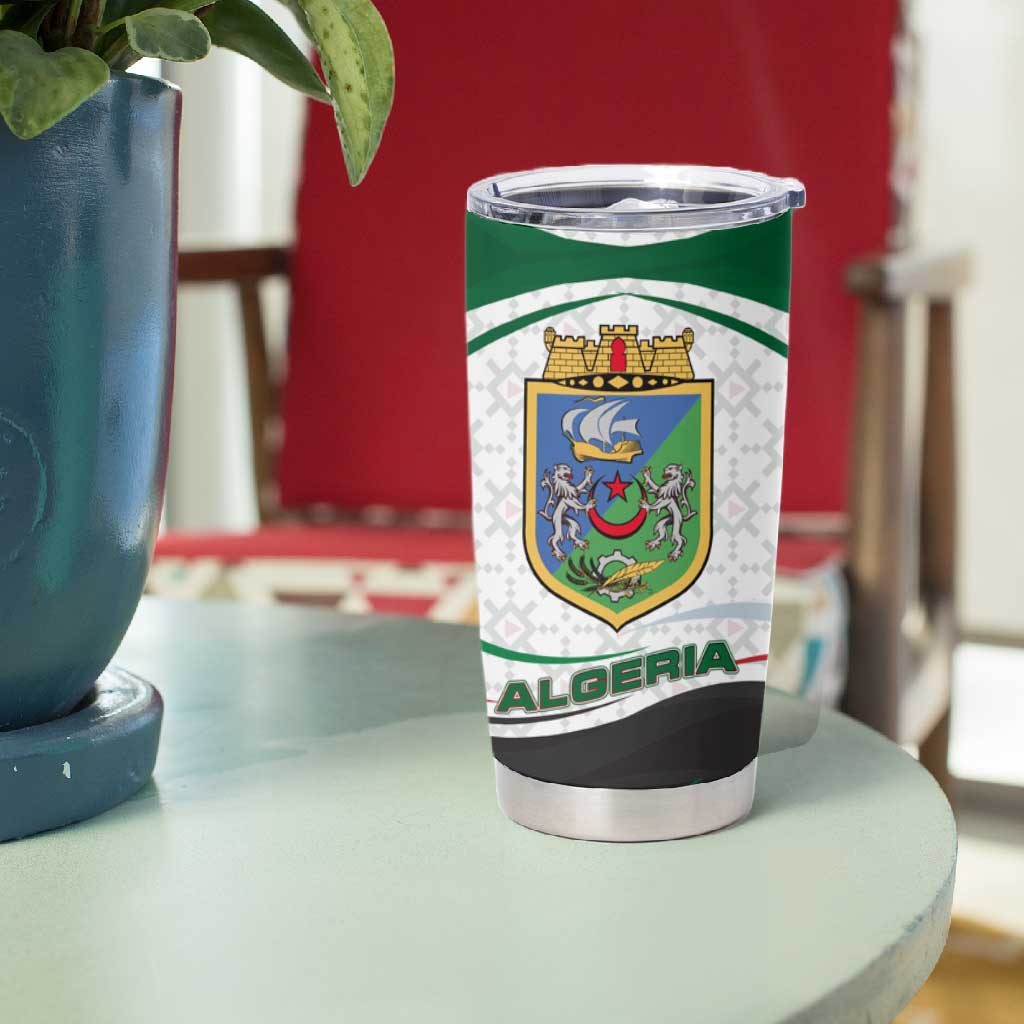 Algeria Tumbler Cup with National Flag and Coat of Arms Crest Design TS04