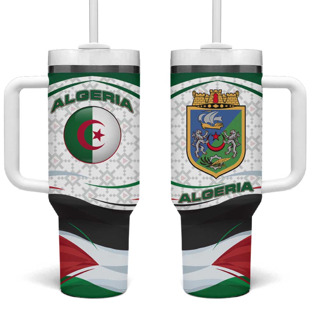 Algeria Tumbler With Handle with National Flag and Coat of Arms Crest Design TS04