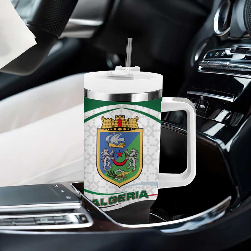 Algeria Tumbler With Handle with National Flag and Coat of Arms Crest Design TS04