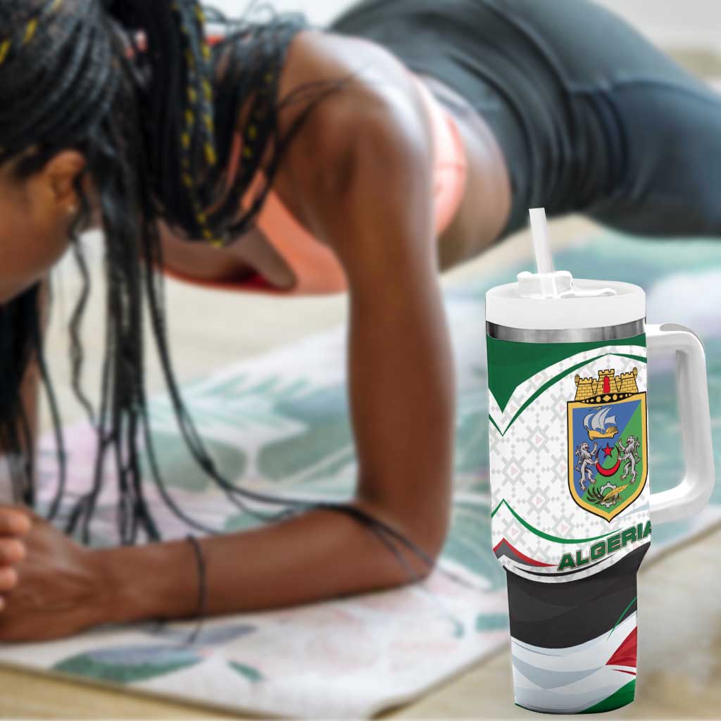 Algeria Tumbler With Handle with National Flag and Coat of Arms Crest Design TS04