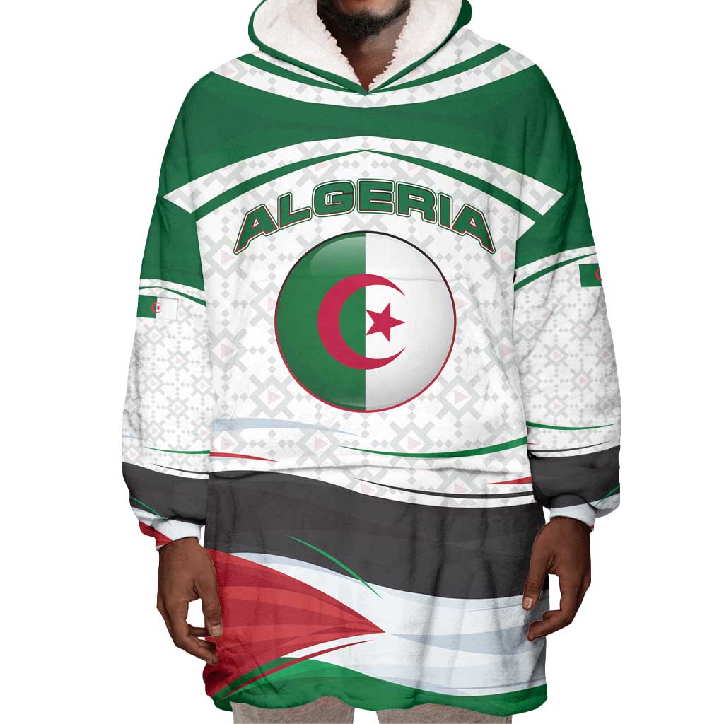 Algeria Wearable Blanket Hoodie with National Flag and Coat of Arms Crest Design TS04