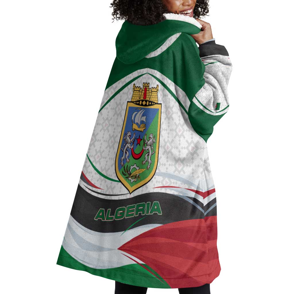 Algeria Wearable Blanket Hoodie with National Flag and Coat of Arms Crest Design TS04
