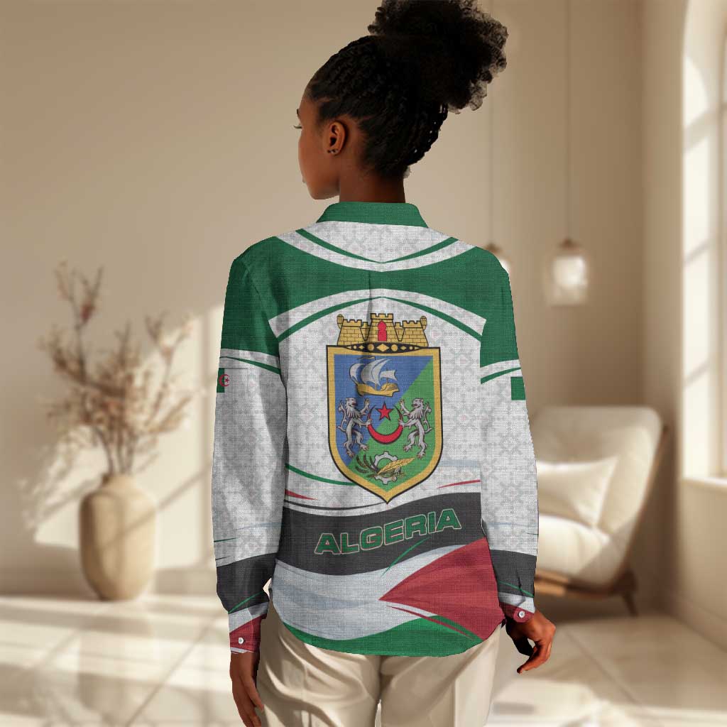 Algeria Women Casual Shirt with National Flag and Coat of Arms Crest Design TS04