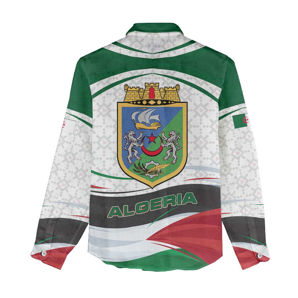 Algeria Women Casual Shirt with National Flag and Coat of Arms Crest Design TS04