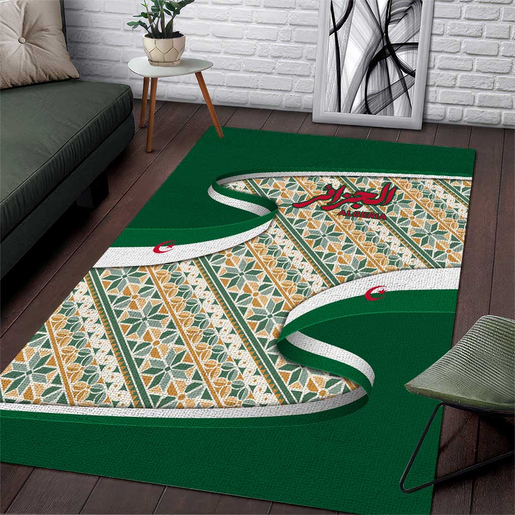 Algeria Area Rug with Arabic Calligraphy and Traditional Pattern Design TS04