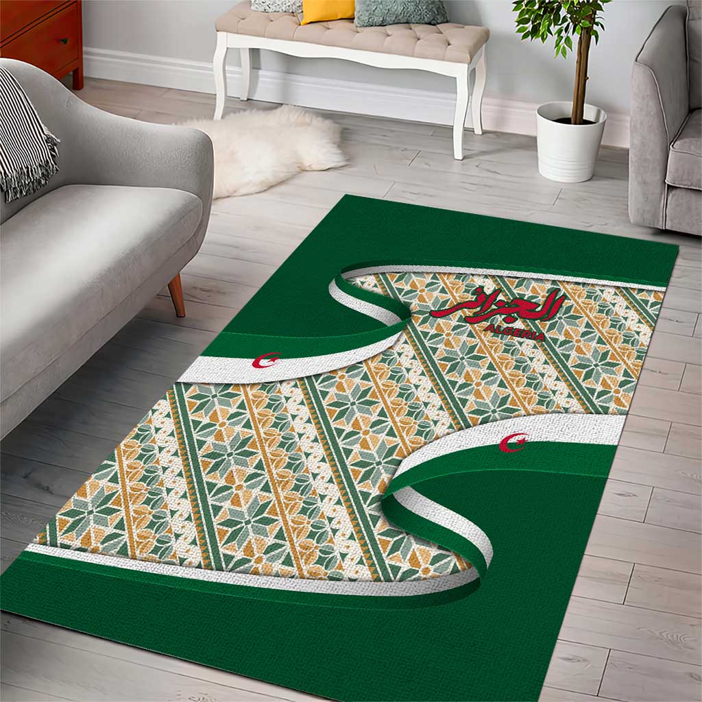 Algeria Area Rug with Arabic Calligraphy and Traditional Pattern Design TS04