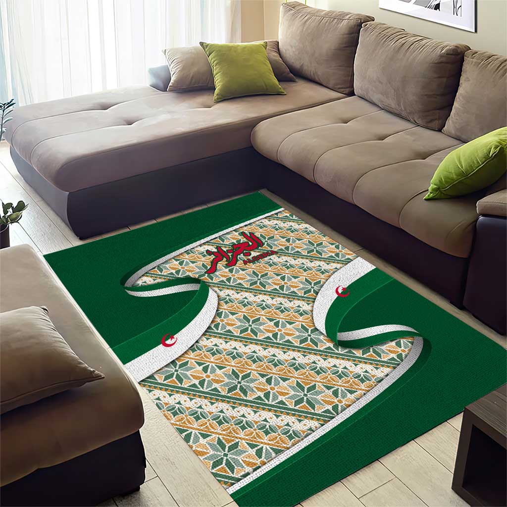 Algeria Area Rug with Arabic Calligraphy and Traditional Pattern Design TS04