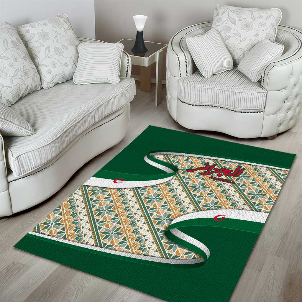 Algeria Area Rug with Arabic Calligraphy and Traditional Pattern Design TS04