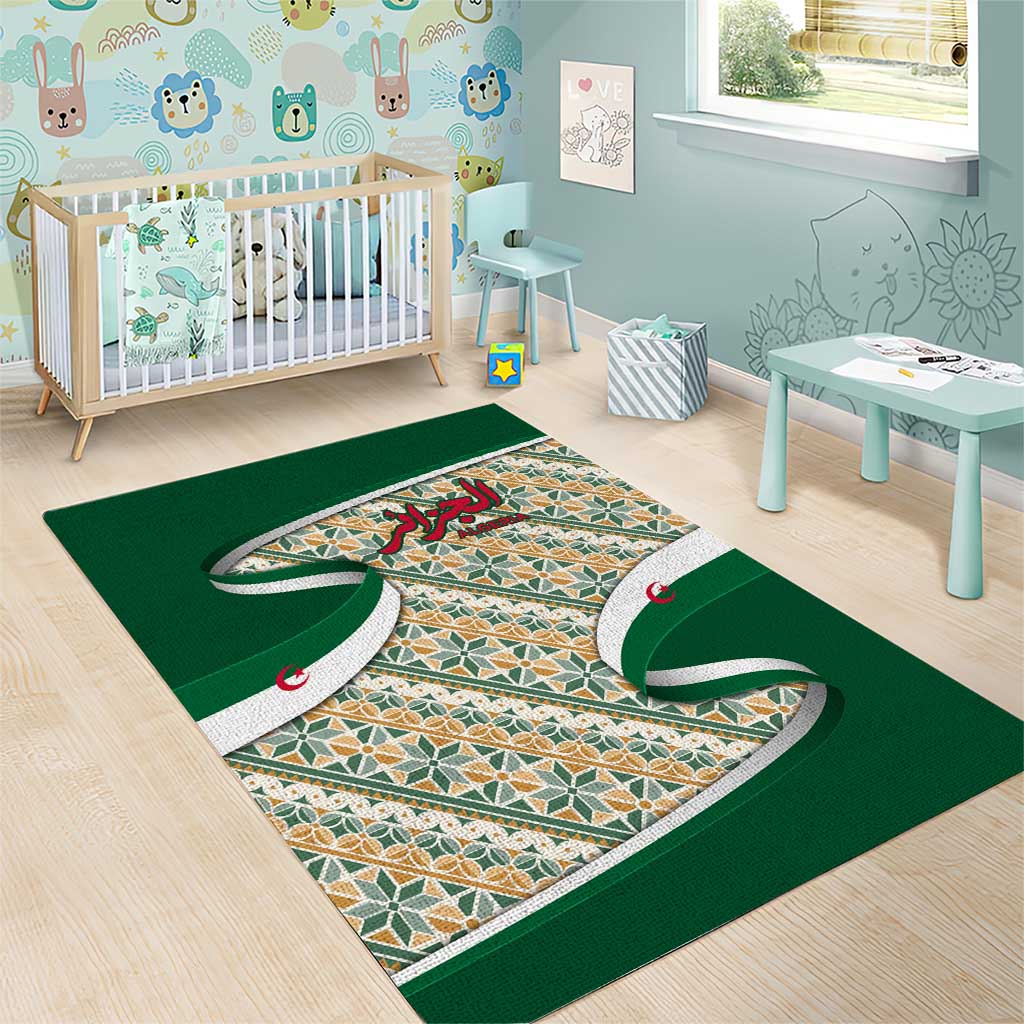 Algeria Area Rug with Arabic Calligraphy and Traditional Pattern Design TS04