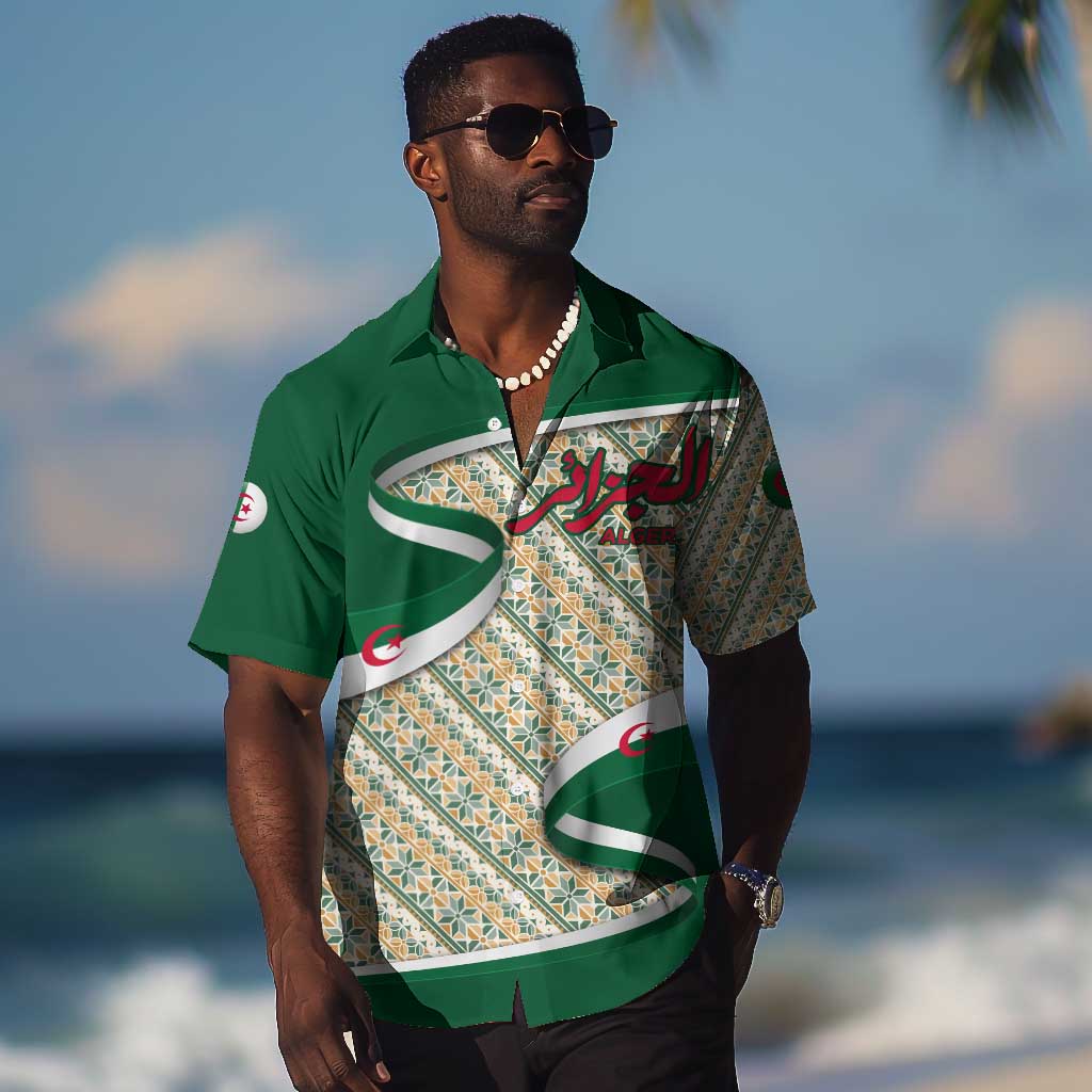 Algeria Hawaiian Shirt with Arabic Calligraphy and Traditional Pattern Design TS04