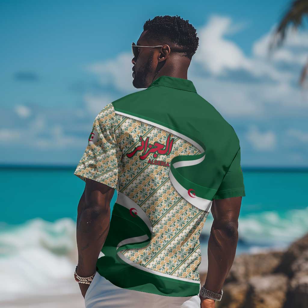 Algeria Hawaiian Shirt with Arabic Calligraphy and Traditional Pattern Design TS04