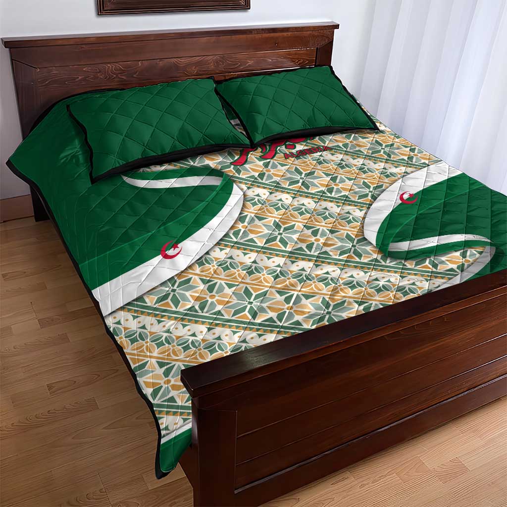 Algeria Quilt Bed Set with Arabic Calligraphy and Traditional Pattern Design TS04