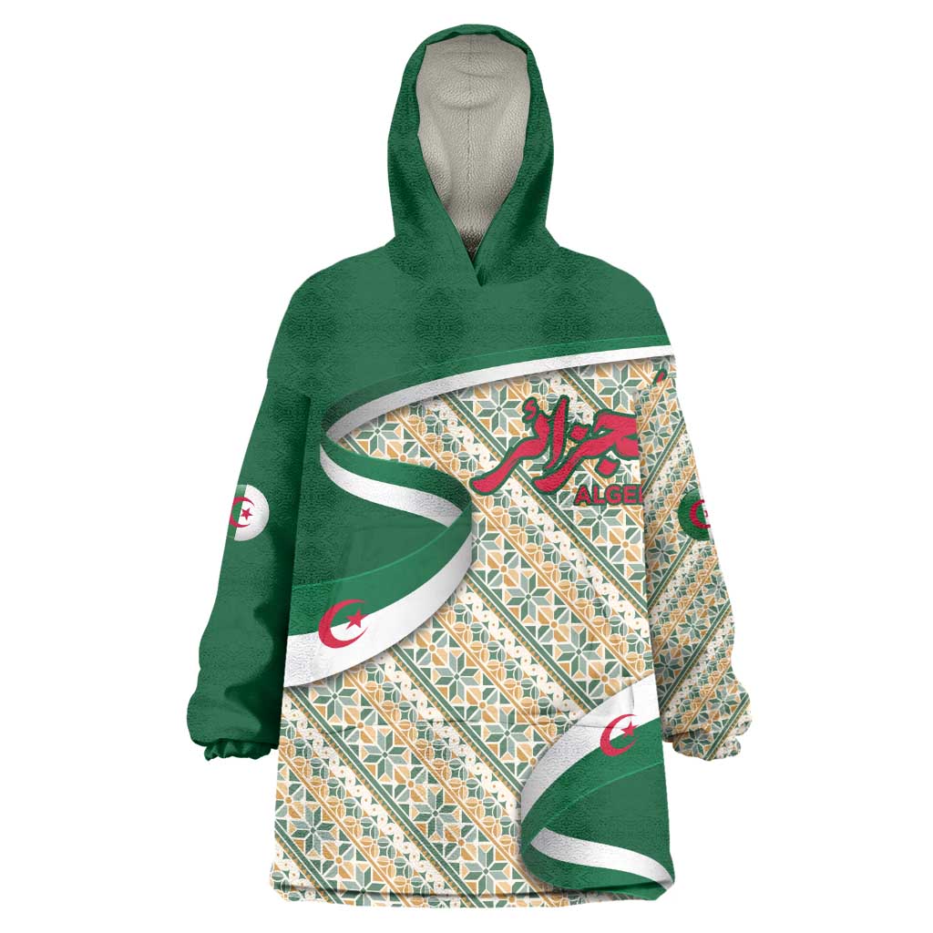 Algeria Wearable Blanket Hoodie with Arabic Calligraphy and Traditional Pattern Design TS04