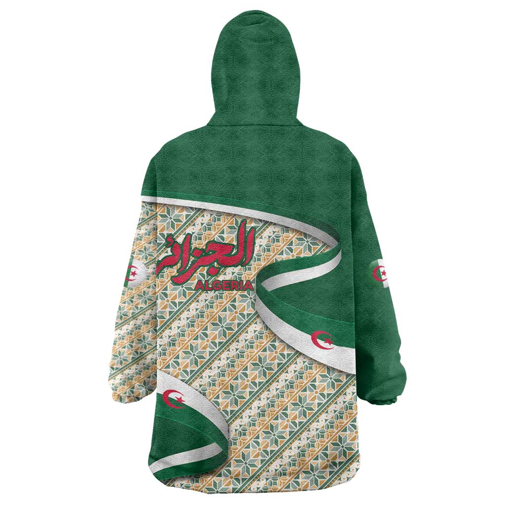 Algeria Wearable Blanket Hoodie with Arabic Calligraphy and Traditional Pattern Design TS04